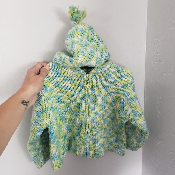 All Mine Green Blue White Hooded Jacket Full Zip - Picture 4 of 5